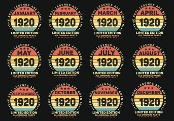 The Real Legends Are Born In 1920 Birthday Quotes Bundle, Birthday gifts for women or men, Vintage birthday shirts for wives or husbands, anniversary T-shirts for sisters or brother