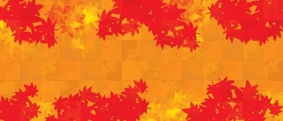 和風柄の紅葉背景イラスト