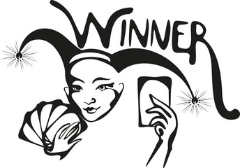 Joker head. Jester icon. winner icon. Win Card game. Vector illustration