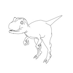 Outline of a dinosaur from black lines isolated on a white background. Vector illustration.