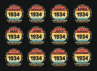 The Real Legends Are Born In 1934 Birthday Quotes Bundle, Birthday gifts for women or men, Vintage birthday shirts for wives or husbands, anniversary T-shirts for sisters or brother