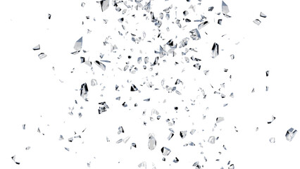Cracked Glass, Broken Glass with debris in 3d rendering isolated design. PNG alpha channel