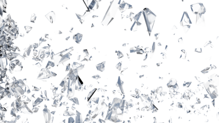 Cracked Glass, Broken Glass with debris in 3d rendering isolated design. PNG alpha channel