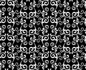 Flower geometric pattern. Seamless vector background. White and black ornament
