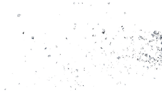 Cracked Glass, Broken Glass with debris in 3d rendering isolated design. PNG alpha channel