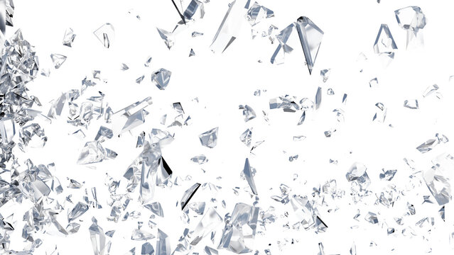 Cracked Glass, Broken Glass with debris in 3d rendering isolated design. PNG alpha channel