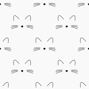 Cute cat face seamless pattern.