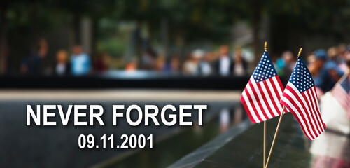 Ground Zero. Patriot Day. Flags in New York City