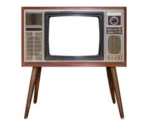 Vintage tv - antique wooden box television isolated object. retro technology
