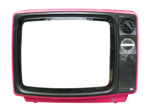 Retro television - old vintage TV with frame screen isolate for object, retro technology