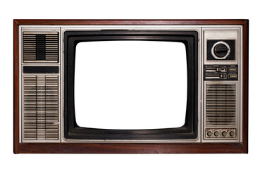 Vintage television - Old TV with frame screen isolate  for object, retro technology