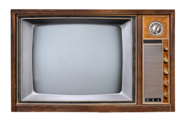 Vintage tv - antique wooden box television isolated for object. retro technology