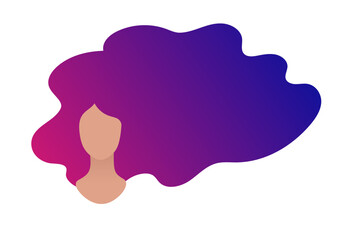 Woman portrait with long purple hair