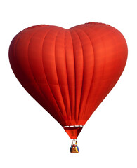 Red hot air balloon in heart shape isolate for object.