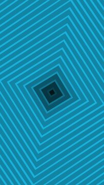 Abstract square digital geometric tunnel background. Vertical 4K futuristic sparkling animation pattern that moves forward with blue colors. Technology and cyber concept with copy space