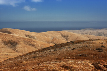  vulcanic landscape of Fuerteventura Island, Canary Island, Spain, Europe.