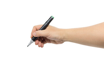 Close-up of black marker pen in hand