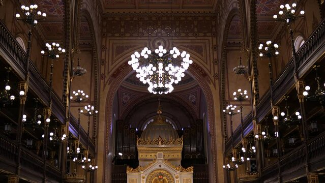Inside Dohany Street Synagogue (Great Synagogue) in Budapest, Hungary