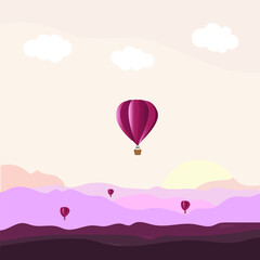 Fototapeta premium purple hot air ballons flying over mountains