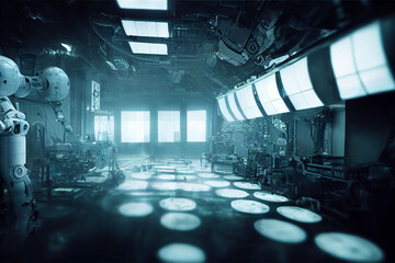 The robot in the future, 3D rendering.