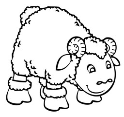 Ram. Element for coloring page. Cartoon style.