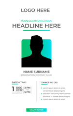 graphic design invitation mailer layout placeholder with photo date headline corporate business