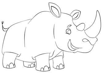 Rhinoceros. Element for coloring page. Cartoon style.