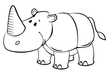 Rhinoceros. Element for coloring page. Cartoon style.