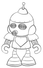 Robot. Element for coloring page. Cartoon style.