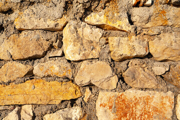 Old castle stone wall texture background close up