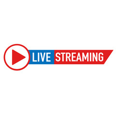 Live streaming. Live stream button. Play button.