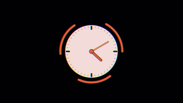 clock icon motion graphic.modern clock animated flat style with alpha channel

