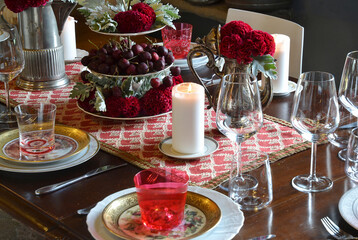 decorated restaurant table for wedding party