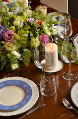 decorated restaurant table for party.