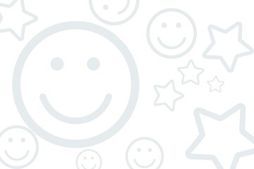 abstract white background with star elements and gray smile emoticon #46