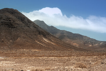  vulcanic landscape of Fuerteventura Island, Canary Island, Spain, Europe.