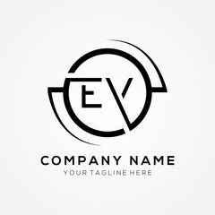 letter EV Logo Design Vector Template. Initial Black Letter Design EV Vector Illustration With White Background.