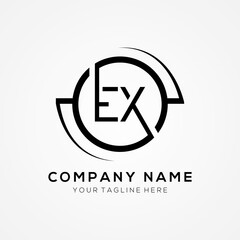 letter EX Logo Design Vector Template. Initial Black Letter Design EX Vector Illustration With White Background.