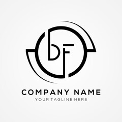Obraz premium letter DF Logo Design Vector Template. Initial Black Letter Design DF Vector Illustration With White Background.