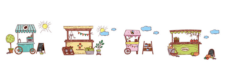 Street counters. Hand drawn cute vector set