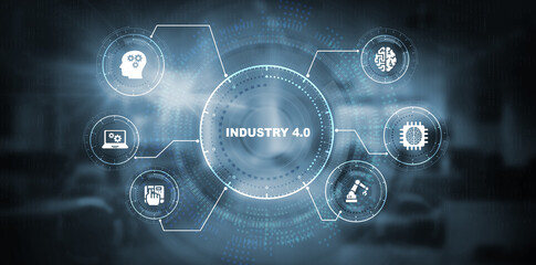 Industry 4.0 Cloud computing, physical systems, IOT, cognitive computing industry. 3d illustration