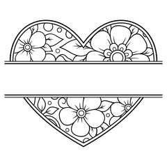 Frame in eastern tradition. Stylized with henna tattoos decorative pattern for decorating covers for book, notebook, casket, magazine, postcard and folder. Flower Heart in mehndi style.
