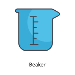 Beaker Filled Outline Vector Icon Design illustration on White background. EPS 10 File
