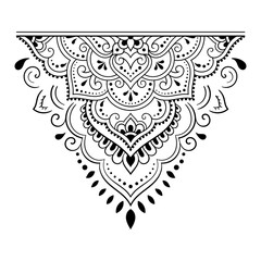 Circular pattern in form of mandala with flower for Henna, Mehndi, tattoo, decoration. Decorative ornament in ethnic oriental style. Outline doodle hand draw vector illustration.