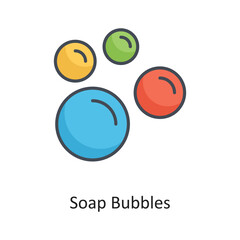 Soap Bubbles Filled Outline Vector Icon Design illustration on White background. EPS 10 File