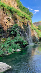 Dashbashi Canyon, waterfalls, and Khrami river in Tsalka region, Georgia