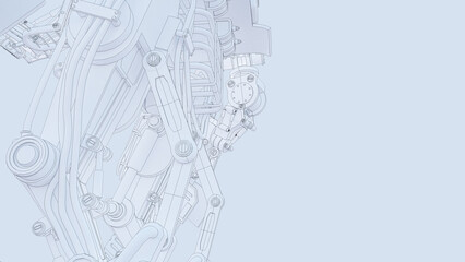 light background with closeup mechanical design and copy space
