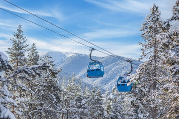 Ski resort Bansko, Bulgaria, cable car gondola