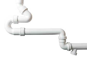 white plastic drainage sewer pipes on transparent background - 527590362