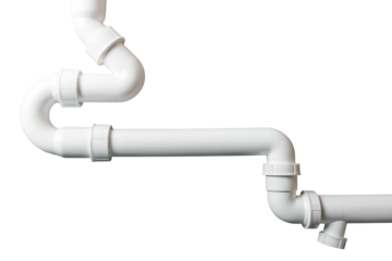 white plastic drainage sewer pipes on transparent background